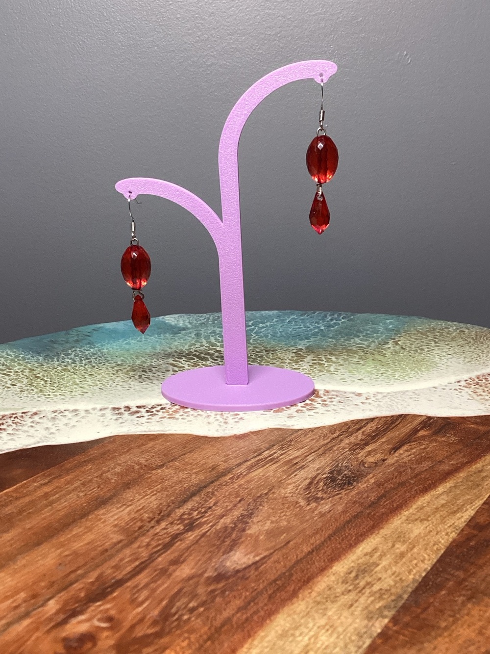 Red Teardrop Crystal Dangle Earrings - Women Jewelry